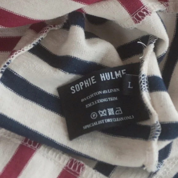 Sophie Hulme Burgundy Stripe Nautical Breton Top - Picture 8 of 10